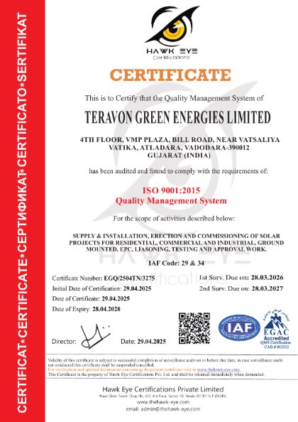 ISO 9001 certificate