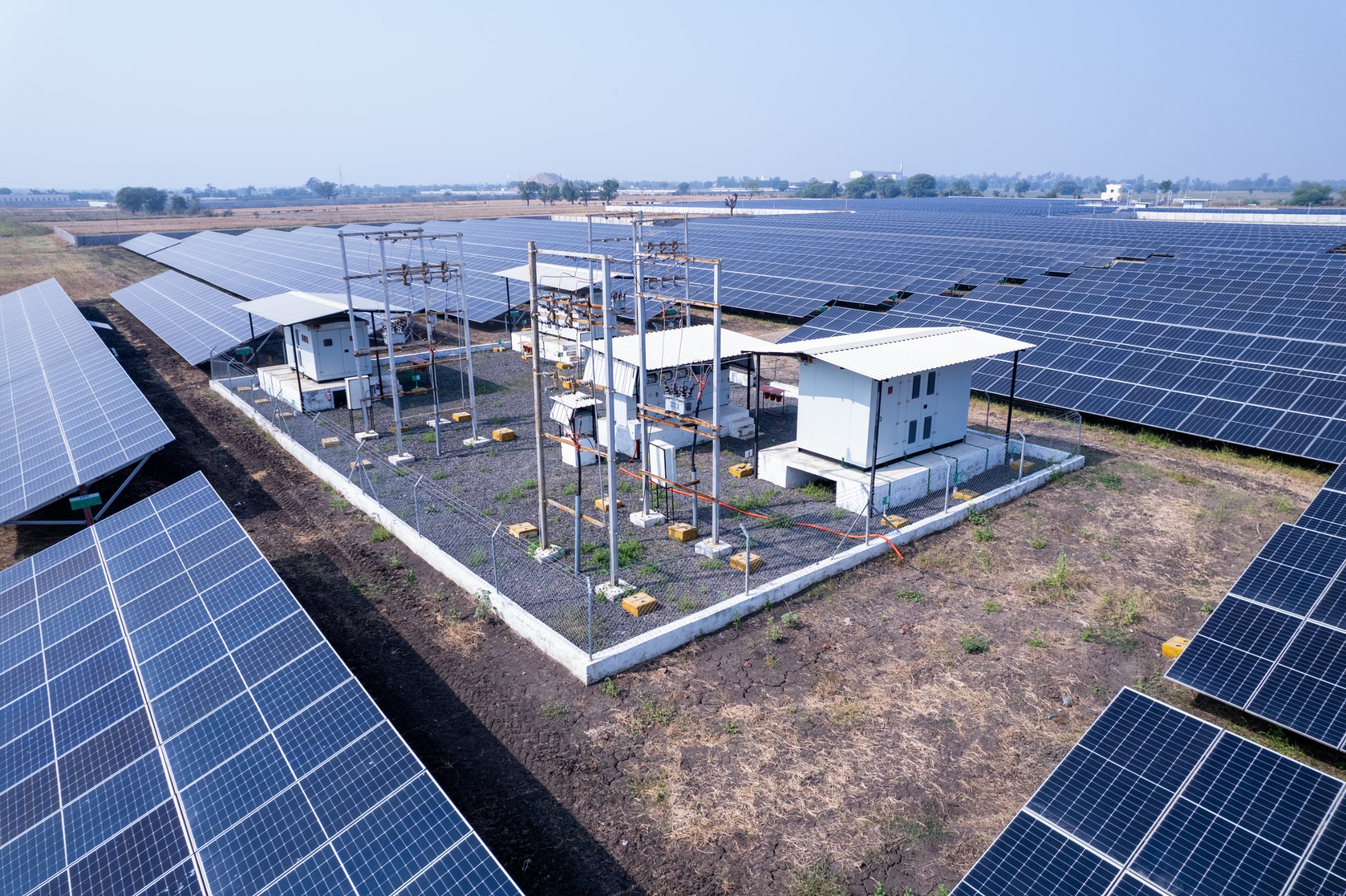 Substation and inverter blocks inside a Teravon ground mounted plant, Gujarat