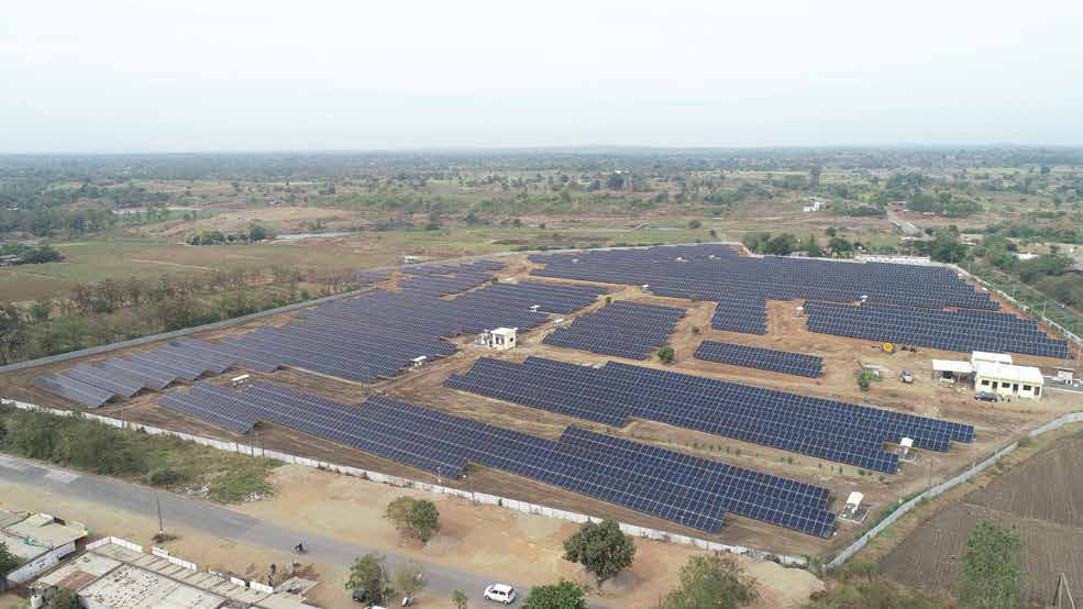 Solar park under construction, aerial